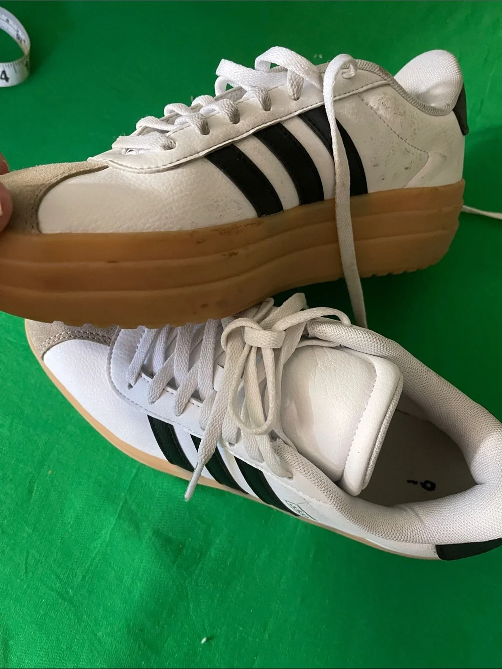 adidas Men’s White Sneakers with Black Stripes and Gum Sole